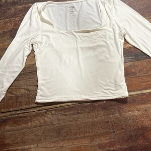 Elegant Cream Long Sleeve Women's Top